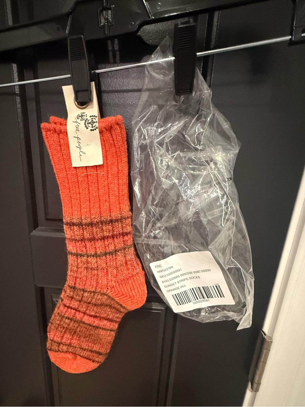 NWT Free People Orange and Brown Striped Crew Socks